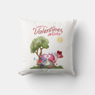Valentinstag-Wasserfarben-Gnom-Paar Kissen