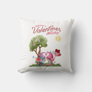 Valentinstag-Wasserfarben-Gnom-Paar Kissen