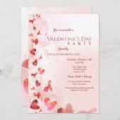 Valentinstag Wasserfarben-Party Einladung (Vorne/Hinten)