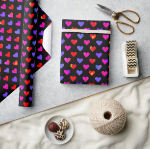 Valentinstag Wasserfarbenes Herz Muster Geschenkpapier