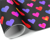 Valentinstag Wasserfarbenes Herz Muster Geschenkpapier (Rolleneckpunkt)