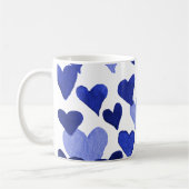 Valentinstag Wasserfarbenherzen - blau Kaffeetasse (Links)