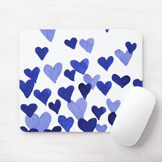 Valentinstag Wasserfarbenherzen - blau Mousepad (Mit Mouse)