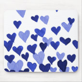 Valentinstag Wasserfarbenherzen - blau Mousepad (Vorne)