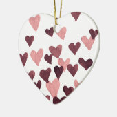 Valentinstag Wasserfarbenherzen - dunkelrosa Keramikornament (Links)