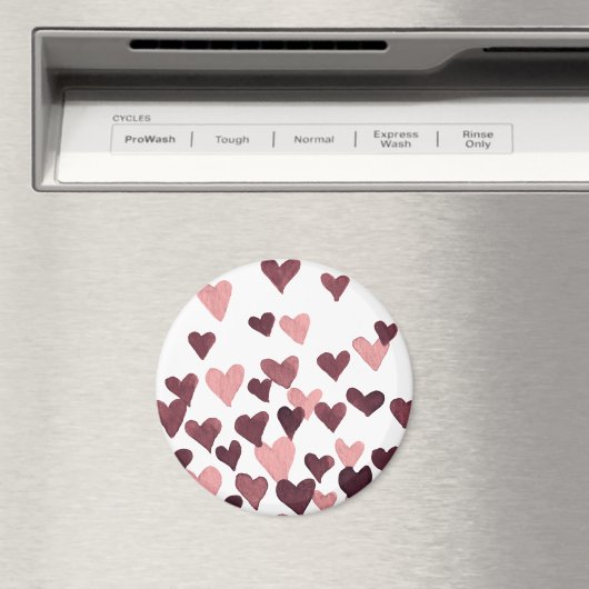 Valentinstag Wasserfarbenherzen - dunkelrosa Magnet (In Situ (Geschirrspüler))