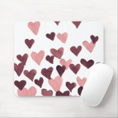 Valentinstag Wasserfarbenherzen - dunkelrosa Mousepad (Mit Mouse)