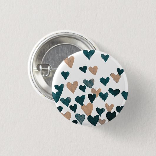 Valentinstag Wasserfarbenherzen - neutral Button (Vorne & Hinten)