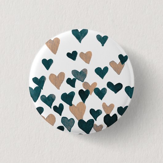 Valentinstag Wasserfarbenherzen - neutral Button (Vorderseite)