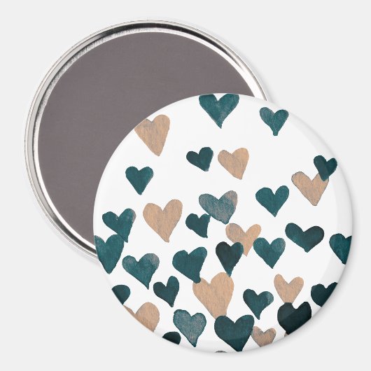 Valentinstag Wasserfarbenherzen - neutral Magnet (Vorderseite/Rückseite)