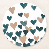 Valentinstag Wasserfarbenherzen - neutral Runder Pappuntersetzer (Vorderseite)