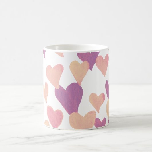 Valentinstag Wasserfarbenherzen - pastellrosa Kaffeetasse (Mittel)