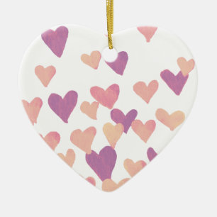 Valentinstag Wasserfarbenherzen - pastellrosa Keramikornament