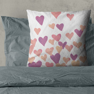 Valentinstag Wasserfarbenherzen - pastellrosa Kissen