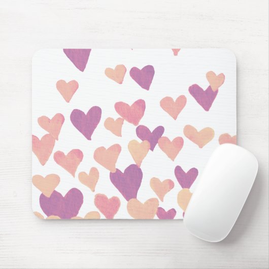 Valentinstag Wasserfarbenherzen - pastellrosa Mousepad (Mit Mouse)