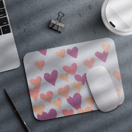 Valentinstag Wasserfarbenherzen - pastellrosa Mousepad