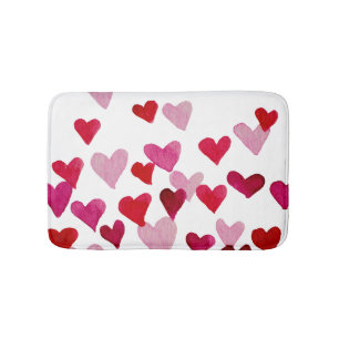 Valentinstag Wasserfarbenherzen - rosa Badematte