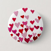 Valentinstag Wasserfarbenherzen - rosa Button (Vorderseite)