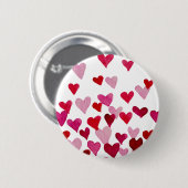 Valentinstag Wasserfarbenherzen - rosa Button (Vorne & Hinten)