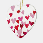 Valentinstag Wasserfarbenherzen - rosa Keramikornament (Links)