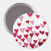 Valentinstag Wasserfarbenherzen - rosa Magnet (Vorderseite/Rückseite)