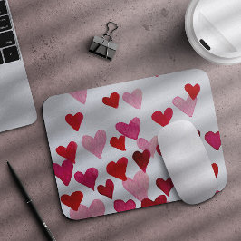 Valentinstag Wasserfarbenherzen - rosa Mousepad