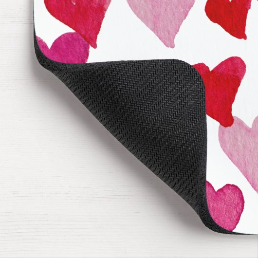 Valentinstag Wasserfarbenherzen - rosa Mousepad (Ecke)