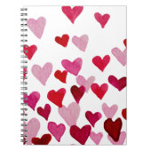 Valentinstag Wasserfarbenherzen - rosa Notizblock (Vorderseite)
