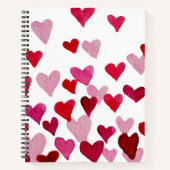 Valentinstag Wasserfarbenherzen - rosa Notizbuch (Vorderseite)