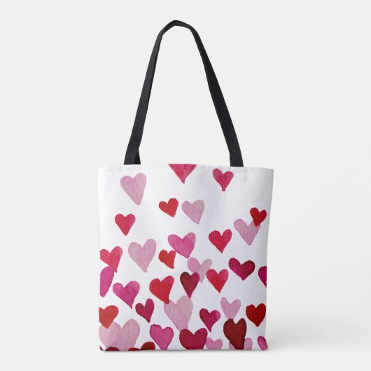 Valentinstag Wasserfarbenherzen - rosa Tasche (Rückseite)