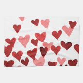 Valentinstag Wasserfarbenherzen - rot Geschirrtuch (Horizontal)