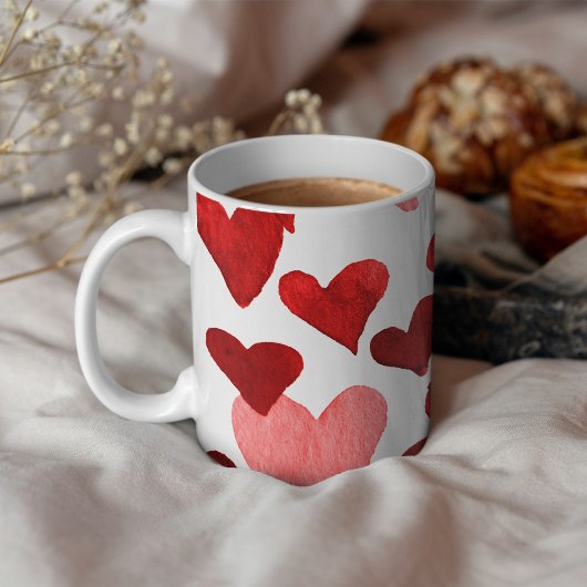 Valentinstag Wasserfarbenherzen - rot Kaffeetasse