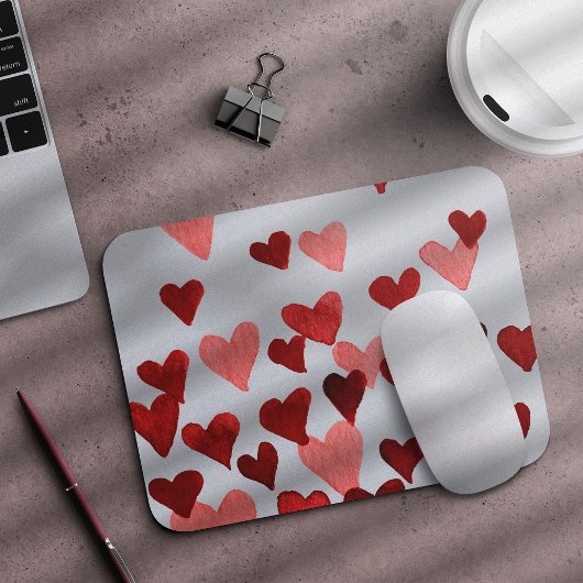 Valentinstag Wasserfarbenherzen - rot Mousepad