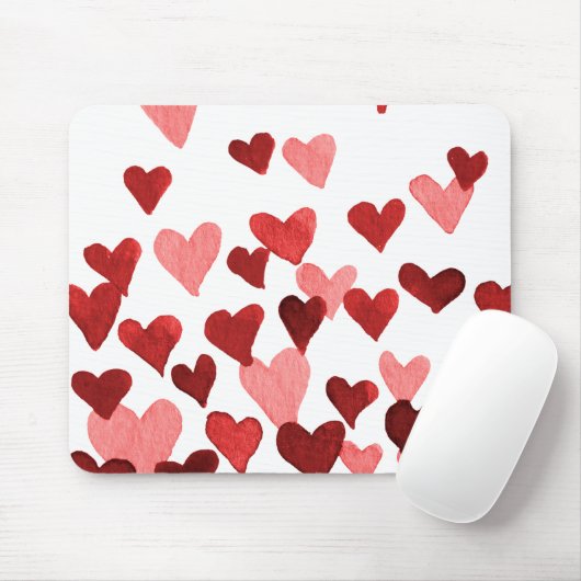 Valentinstag Wasserfarbenherzen - rot Mousepad (Mit Mouse)