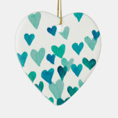 Valentinstag Wasserfarbenherzen - Türkis Keramik Ornament (Rechts)