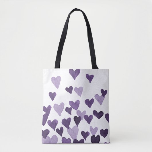 Valentinstag Wasserfarbenherzen - ultra violett Tasche (Vorderseite)