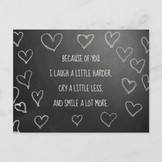 Valentinstag wegen deiner Tafel Postkarte (Vorderseite)