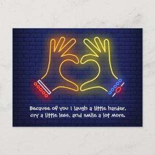 Valentinstag wegen dir Neon Postkarte