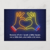 Valentinstag wegen dir Neon Postkarte (Vorderseite)