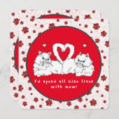 Valentinstag Weiße Persische Katzen mit Herz (Vorne/Hinten)