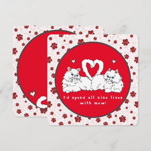 Valentinstag Weiße Persische Katzen mit Herz (Vorne/Hinten)