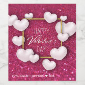 Valentinstag Weißer Glitzer - Weinetikett (Einzelnes Label)
