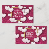 Valentinstag Weißer Herzschlag Glitzer Rabattkarte (Vorne/Hinten)