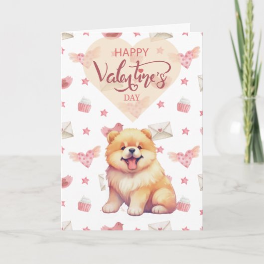Valentinstag Welpe Chow Dog Valentine Dankeskarte (Vorderseite)