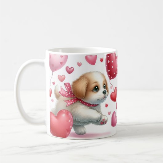 Valentinstag Welpe Liebe Kaffeetasse (Links)