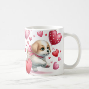 Valentinstag Welpe Liebe Kaffeetasse
