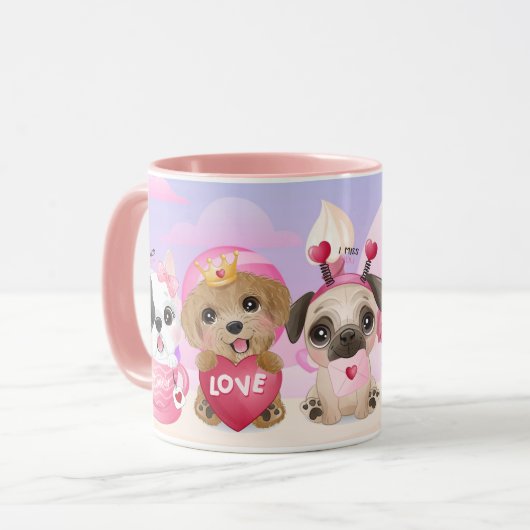 Valentinstag Welpen Tasse (Vorderseite Links)