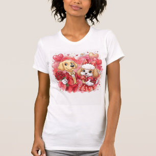 Valentinstag-Welpenliebe PNG Golden Retriever T-Shirt
