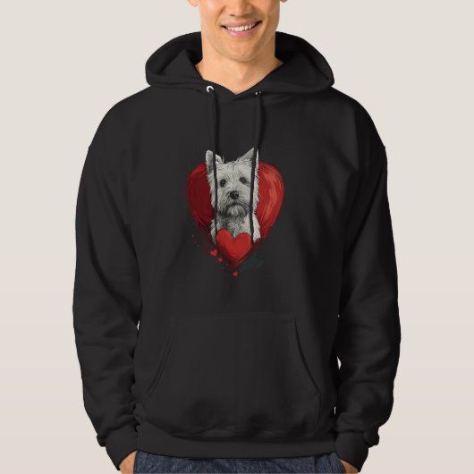 Valentinstag West Highland White Terrier Hoodie (Vorderseite)