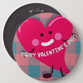 Valentinstag | Whimsical Heart Character Button (Vorne & Hinten)